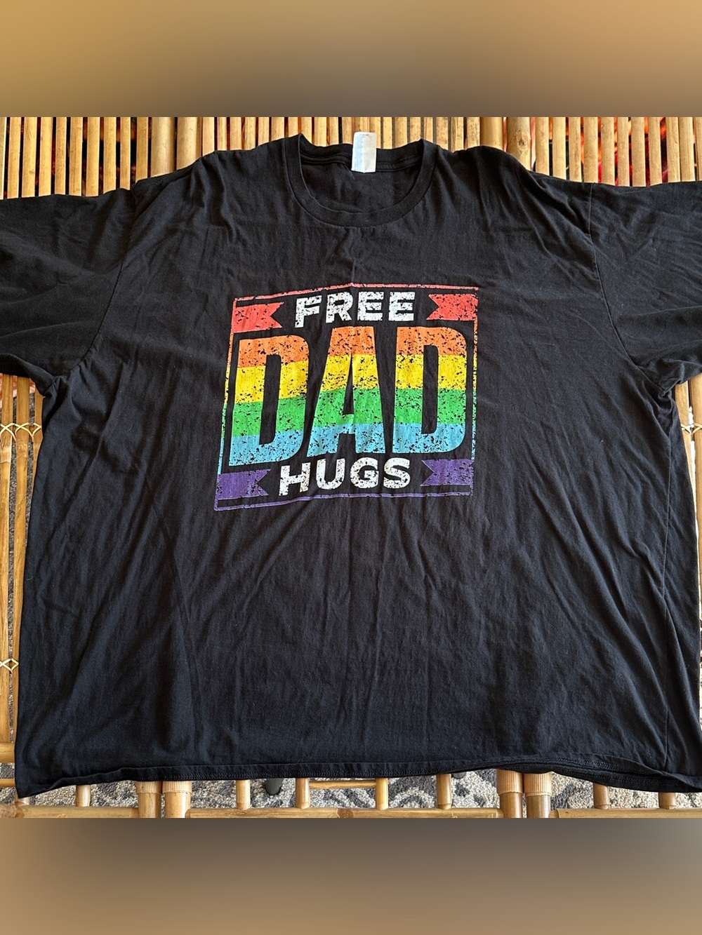 FREE DAD HUGS Rainbow Graphic Tee - Black